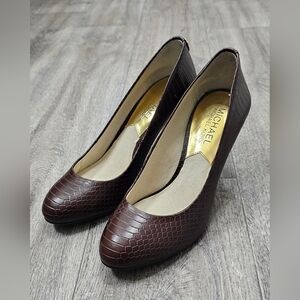 Michael Kors GP14F Brown Snake Skin Heels-Size 5M